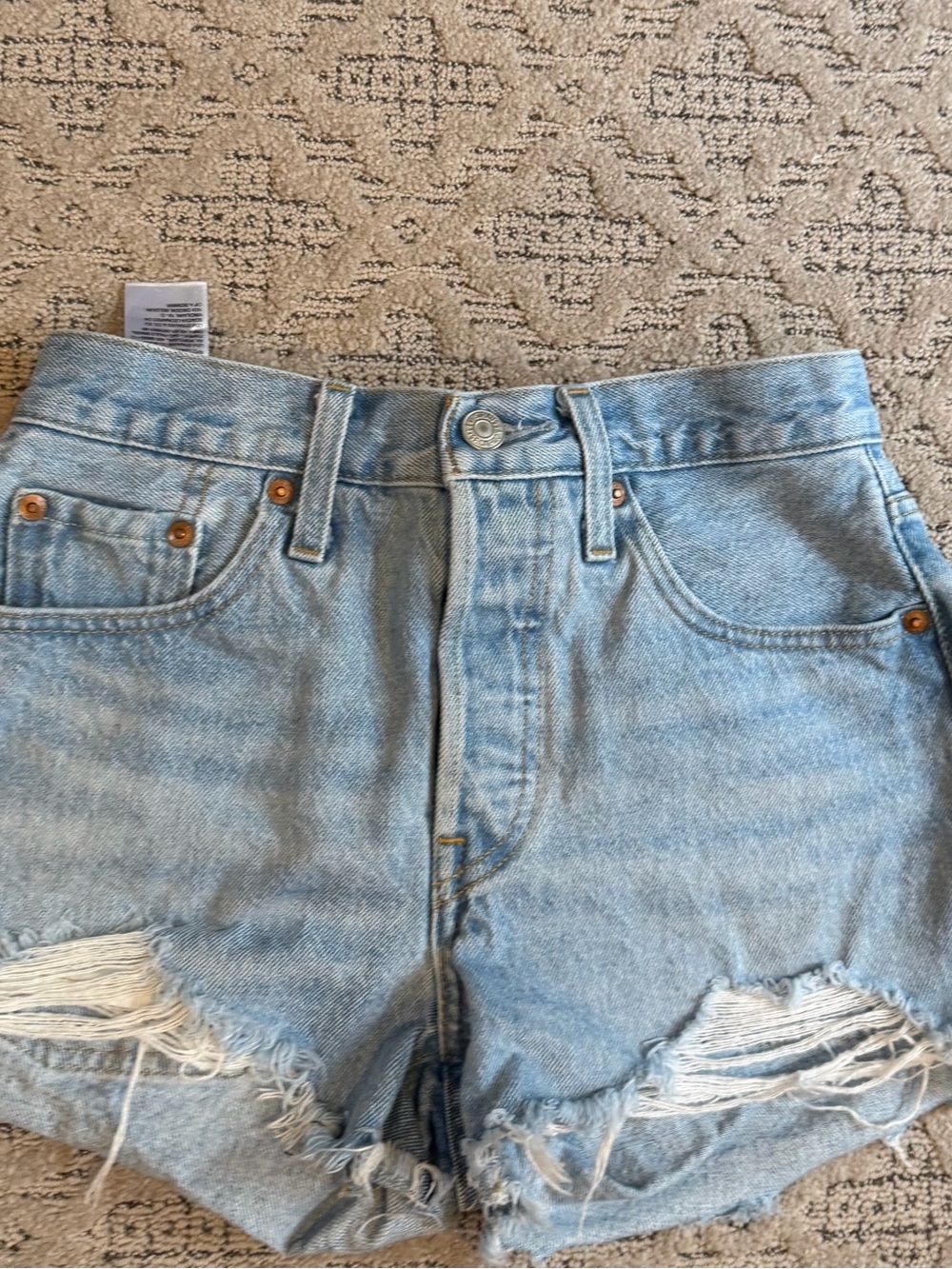 Levi's Light Blue Denim Cutoff Shorts - Picture 2 of 5